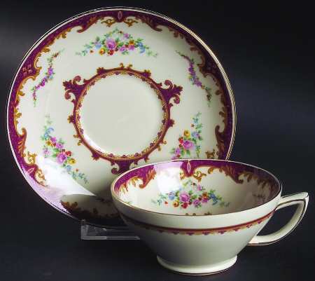 Sevres Red Footed Cup & Saucer Set