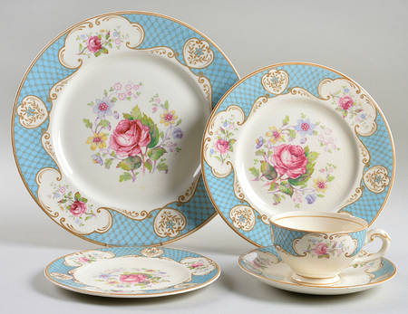 Staffordshire Rose Blue 5 Piece Place Setting