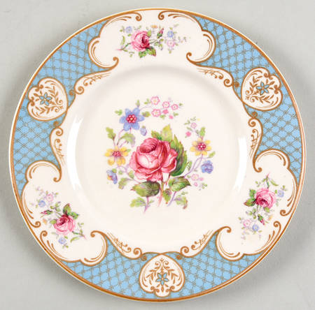 Staffordshire Rose Blue Dessert/Pie Plate