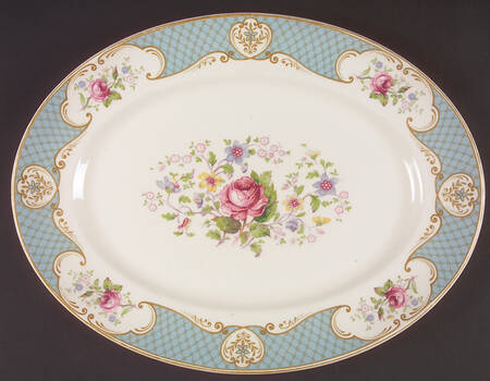 Staffordshire Rose Blue 16" Oval Serving Platter