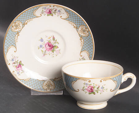 Staffordshire Rose Blue Traditional Footed Cup & Saucer Set