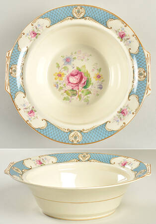 Staffordshire Rose Blue Round Vegetable No Lid