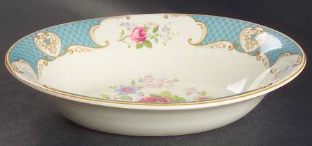 Staffordshire Rose Blue 9" Oval Vegetable Bowl
