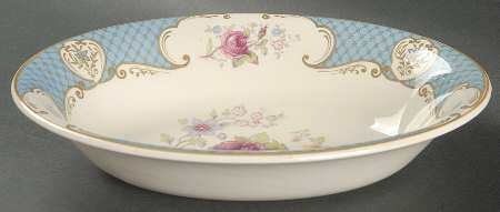 Staffordshire Rose Blue 8" Oval Vegetable Bowl