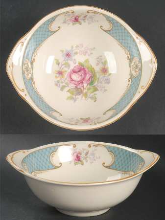Staffordshire Rose Blue Lugged Cereal Bowl