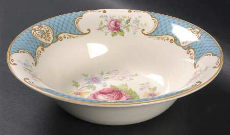Staffordshire Rose Blue 8" Round Vegetable Bowl