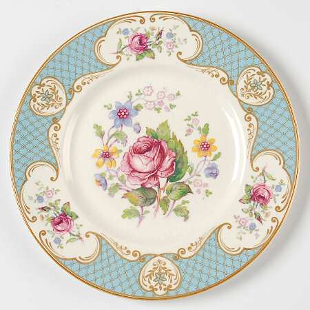 Staffordshire Rose Blue Salad Plate