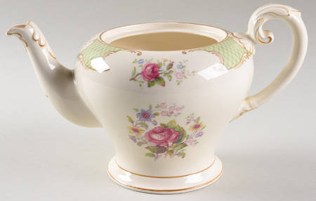 Staffordshire Rose Green Teapot No Lid