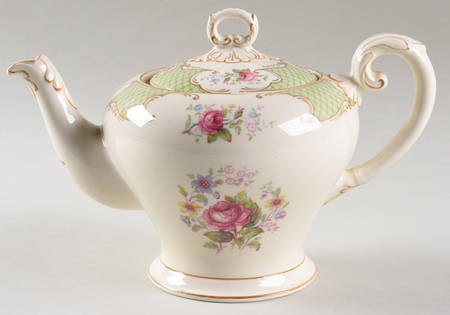 Staffordshire Rose Green Teapot & Lid