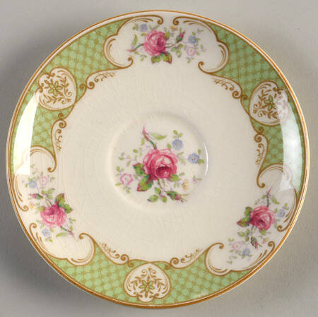 Staffordshire Rose Green Saucer for Bouillon Cup
