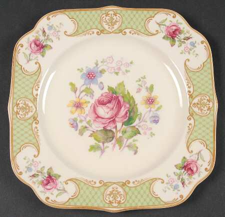 Staffordshire Rose Green Square Salad Plate