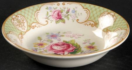 Staffordshire Rose Green Fruit/Dessert (Sauce) Bowl