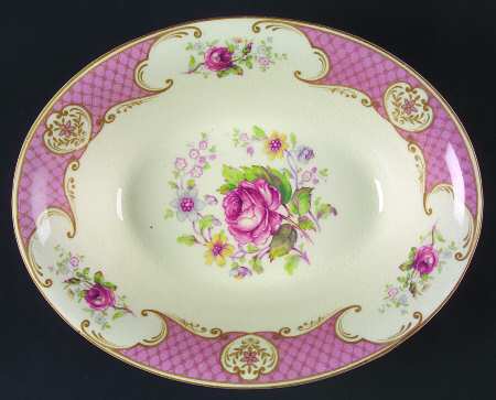 Staffordshire Rose Pink 9" Oval Vegetable Bowl