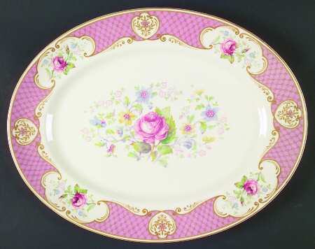 Staffordshire Rose Pink 14" Oval Serving Platter