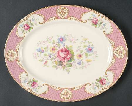Staffordshire Rose Pink 12" Oval Serving Platter