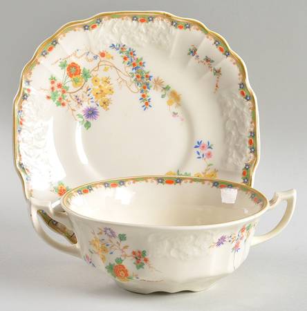 Sunshine Susie Flat Cream Soup Bowl & Saucer Set