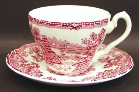 Tonquin Pink Red Flat Cup & Saucer Set