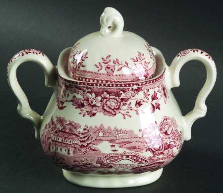 Tonquin Pink Red Sugar Bowl & Lid