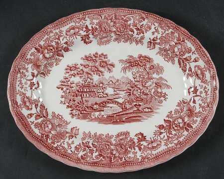 Tonquin Pink Red 12" Oval Serving Platter