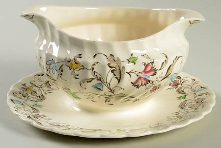 Vanity Fair Multicolor Gravy Boat with Attached Underplate