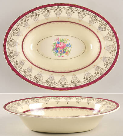 Valencia Burgundy 10" Oval Vegetable Bowl