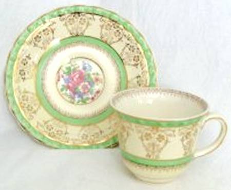 Valencia Green Footed Cup & Saucer Set