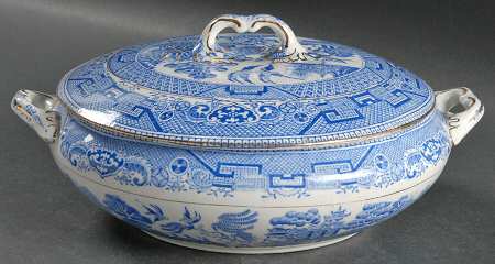Willow Blue (Gold Trim) Round Covered Vegetable