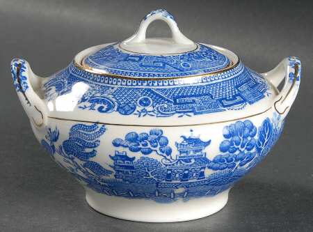 Willow Blue (Gold Trim) Sugar Bowl & Lid