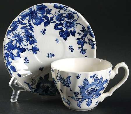Wild Rose Blue Flat Cup & Saucer Set