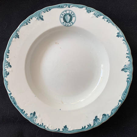 Harriman Blue (San Pedro Los Angeles & Salt Lake) Large Rim Soup Bowl
