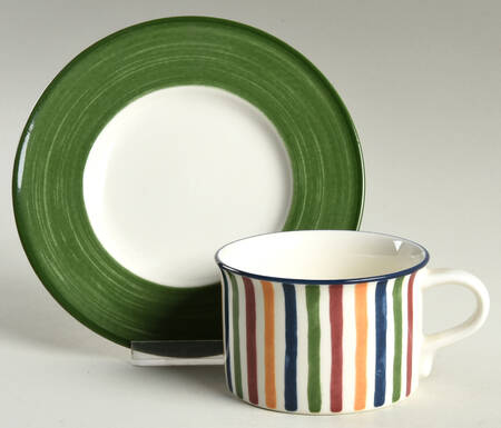Harmony Green Flat Cup & Saucer Set
