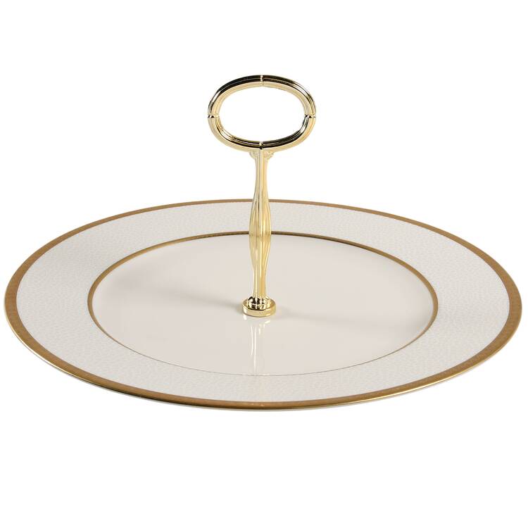 Ivory Flair Round Serving Plate with Center Handle (Dp) Hc