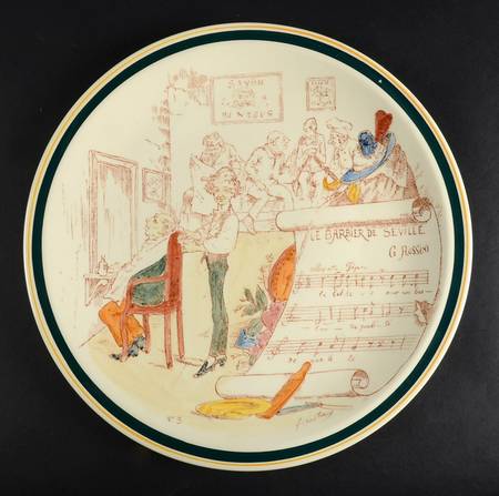 French Opera Reproductions Brown Multicolor 14" Chop Plate (Round Platter)