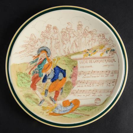 French Opera Reproductions Brown Multicolor Salad Plate
