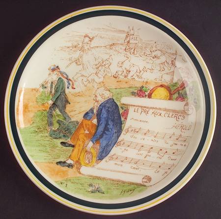 French Opera Reproductions Brown Multicolor Salad Plate