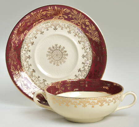 Golden Court Flat Cream Soup Bowl & Saucer Set