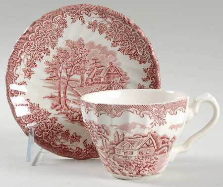 The Brook Red Flat Cup & Saucer Set