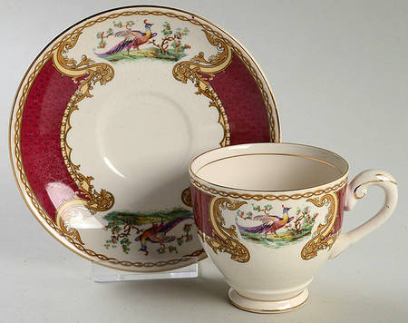 Chelsea Bird Red Footed Demitasse Cup & Saucer Set