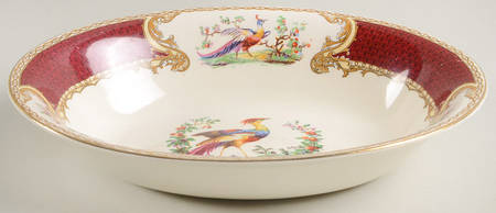 Chelsea Bird Red 8" Oval Vegetable Bowl