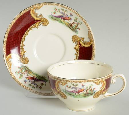 Chelsea Bird Red Flat Cup & Saucer Set