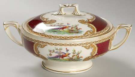 Chelsea Bird Red Sugar Bowl & Lid
