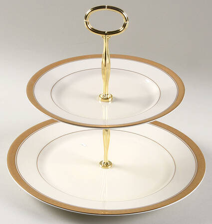 Palatial Gold 6 5/8"-10"  2 Tiered Serving Tray (Dp, Sp) HC