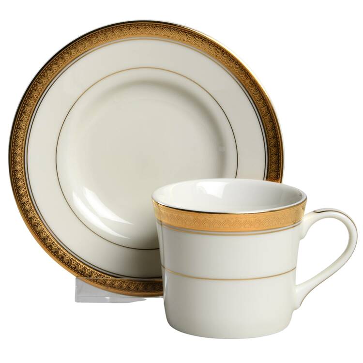 Palatial Gold Flat Demitasse Cup & Saucer Set