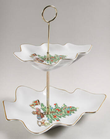 Home for the Holidays (Gold Band&Trim) 2-Tier Serving Tray