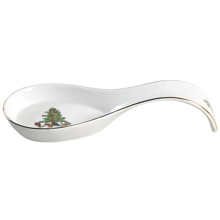 Home for the Holidays (Gold Band&Trim) Spoon Rest/Holder (Holds 1 Spoon)