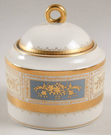 Pompadour Blue Sugar Bowl & Lid