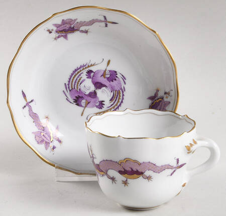Dragon Lilac (Gold Accent) Flat Demitasse Cup & Saucer Set