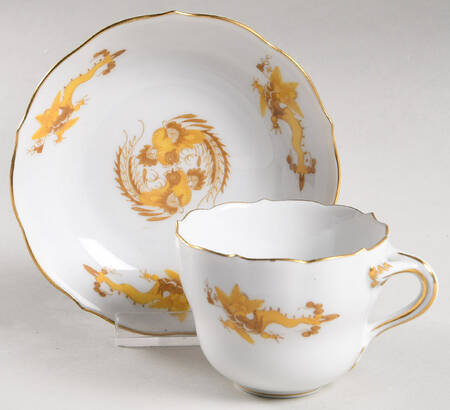 Dragon Yellow (Gold Accent) Flat Demitasse Cup & Saucer Set