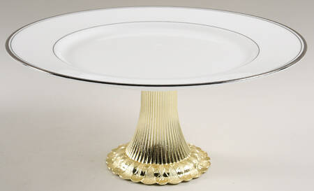 Gothic Platinum Cake Stand with 4"-5" Metal Pedestal  Hc