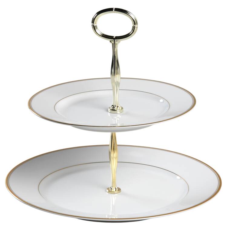 Classic Gold 6 5/8"-10"  2 Tiered Serving Tray (Dp, Sp) HC